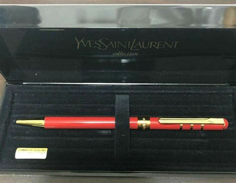 Yves Saint Laurent Vermilion/Gold Ballpoint Pen Set of 2 Box